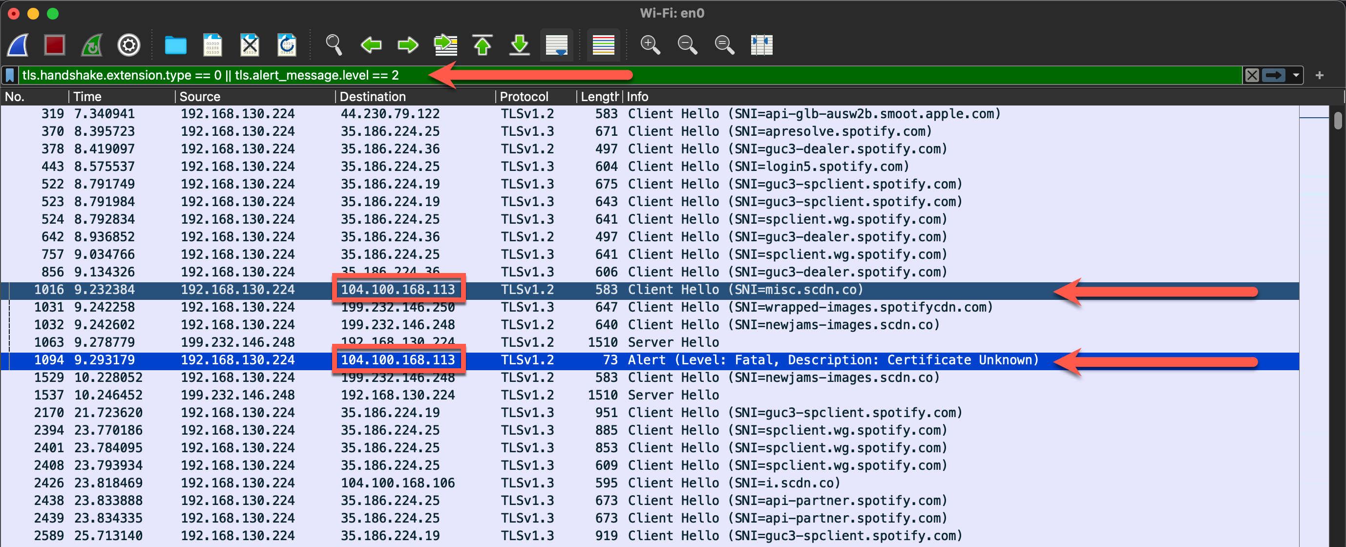 Wireshark decryption filter